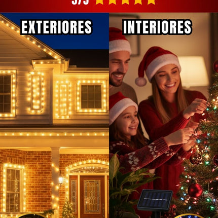 Luces Navideñas con Panel Solar, Para Interiores y Exteriores!