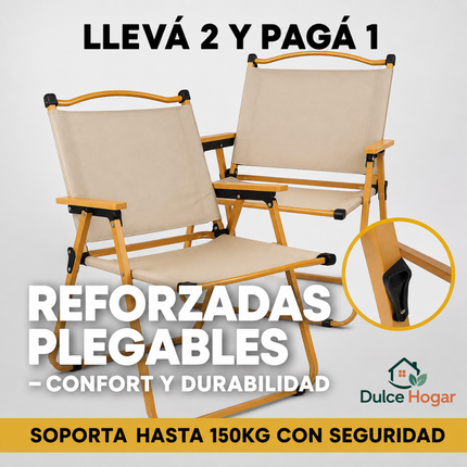 KIT DE 2 SILLAS PLEGABLES REFORZADAS – LLEVÁ 2 POR EL PRECIO DE 1