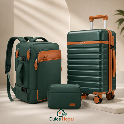 Juego de Equipaje de 3 Piezas – Valija de 20” + Mochila de 18” + Neceser
