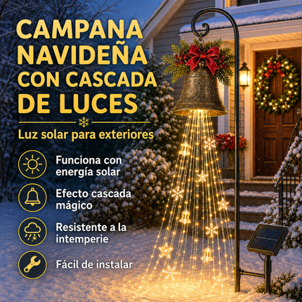 Campana Navideña Solar con Cascada de Luces LED — Promoción Anticipada de Navidad: Llevá 2 y Pagá 1