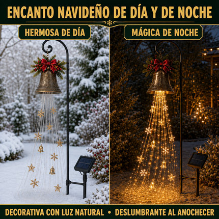 Campana Navideña Solar con Cascada de Luces LED — Promoción Anticipada de Navidad: Llevá 2 y Pagá 1