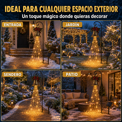 Campana Navideña Solar con Cascada de Luces LED — Promoción Anticipada de Navidad: Llevá 2 y Pagá 1