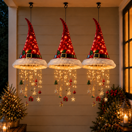 Lámpara Colgante Gorro de Papá Noel con Luces LED — Llevá 3 y Pagá 1
