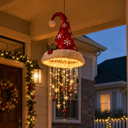 Lámpara Colgante Gorro de Papá Noel con Luces LED — Llevá 3 y Pagá 1
