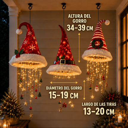 Lámpara Colgante Gorro de Papá Noel con Luces LED — Llevá 3 y Pagá 1